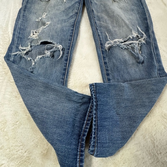 American Eagle Boy Crop Jeans Womens 6 Button Fly Distressed Grunge 32x26 - Picture 2 of 14